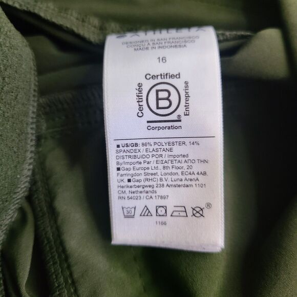 Athleta Pants 16 Olive Green Stretch‎ Pull-On Ankle-Zip Pockets Fitness Travel - Picture 8 of 12